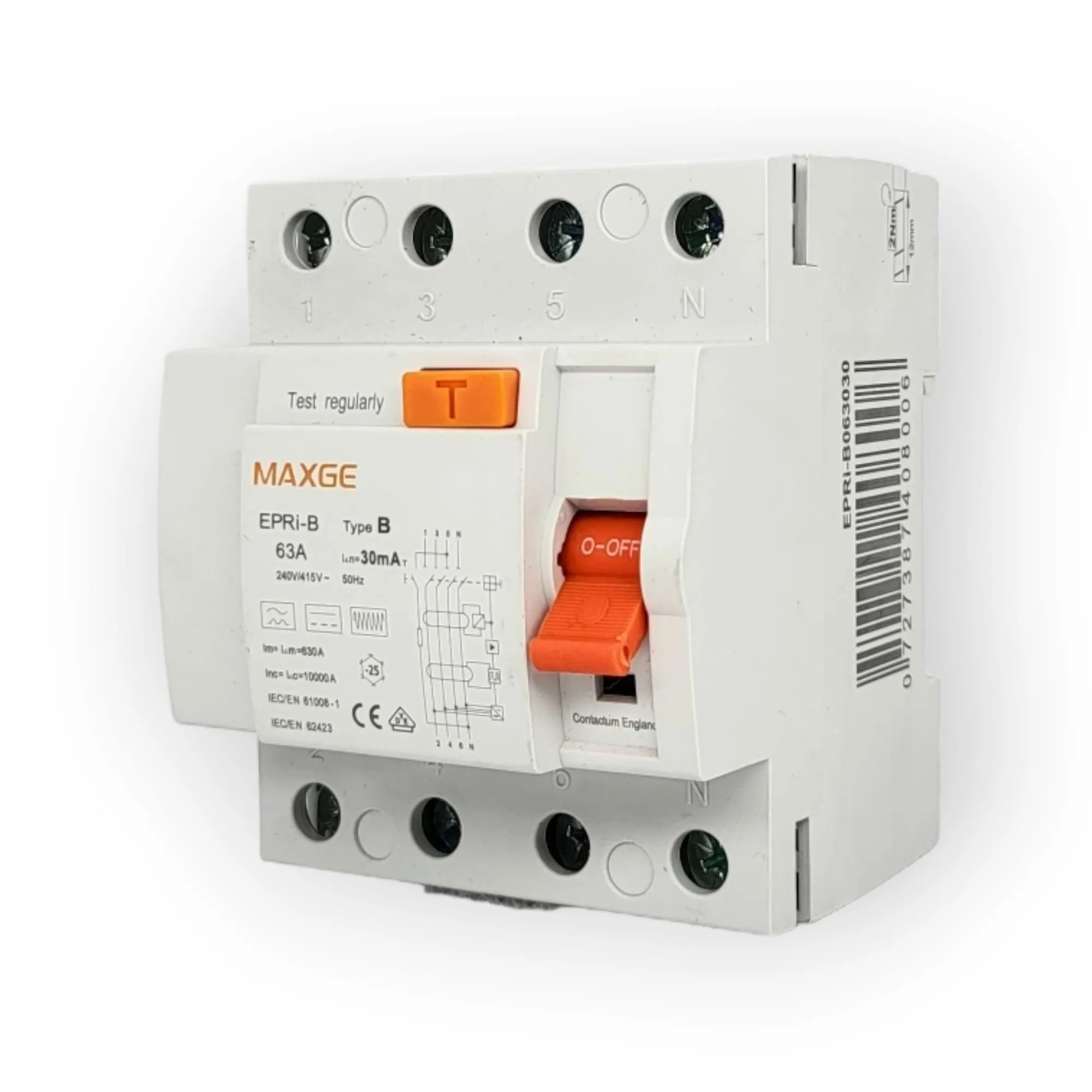 Earth leakage circuit breaker RCD type B 63A 30mA