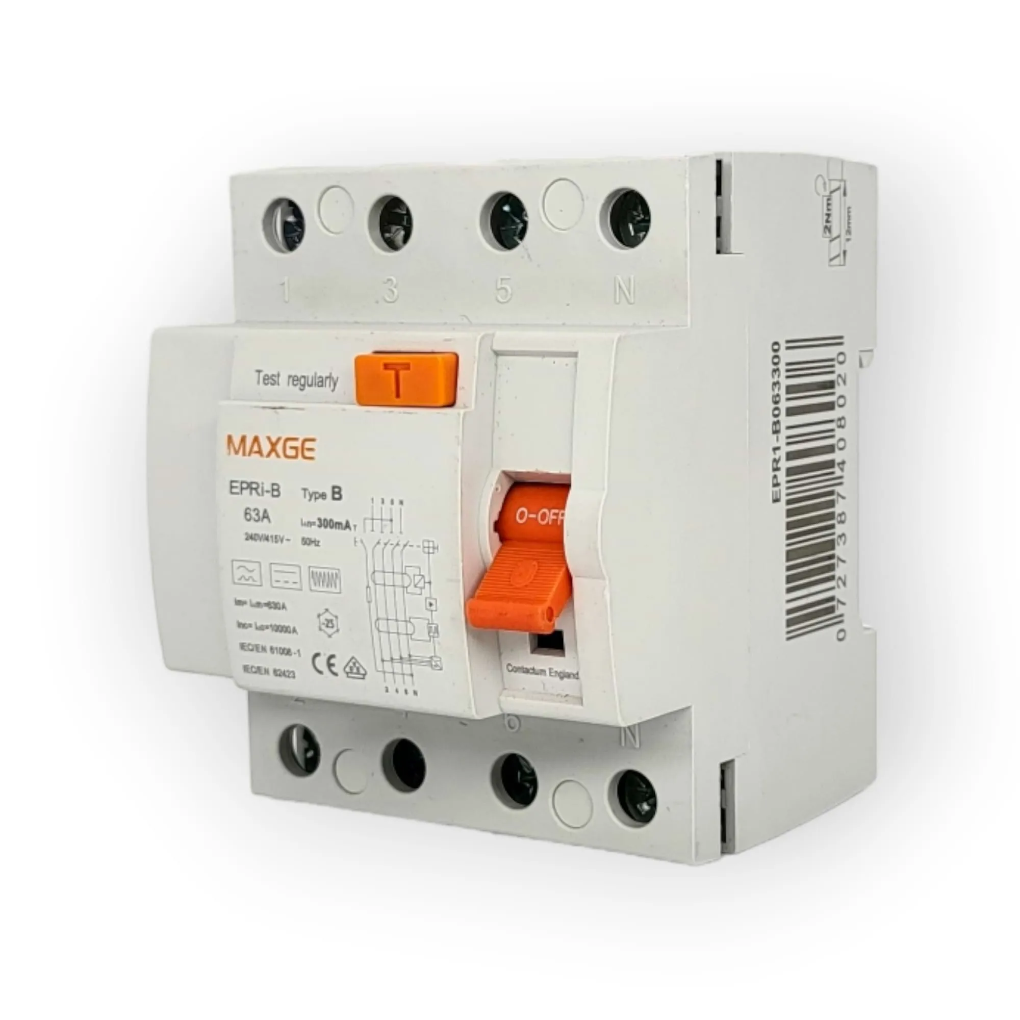 Earth leakage circuit breaker RCD type B 63A 300mA