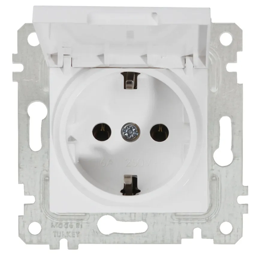 Flush-mounted socket outlet with hinged cover VDE RITA