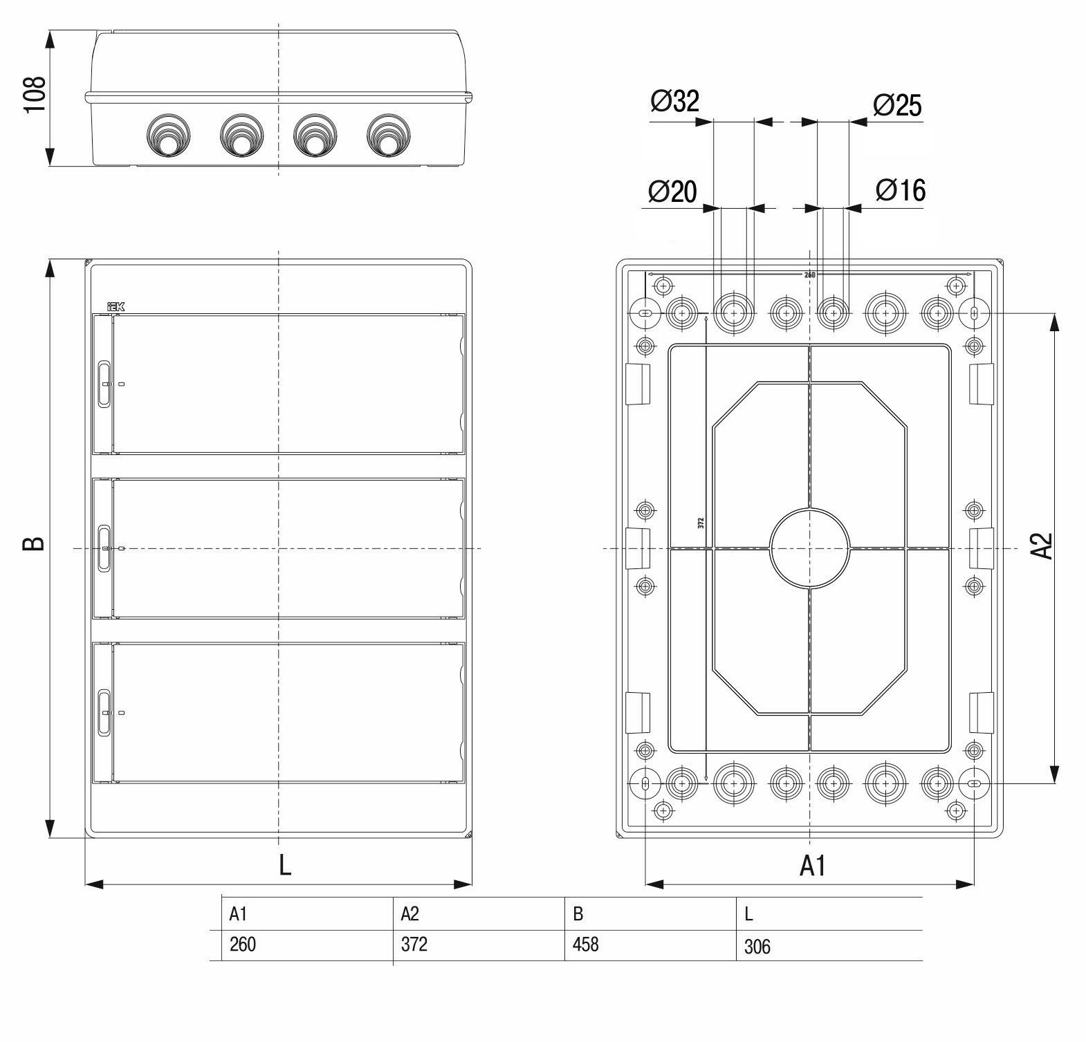 Sicherungskasten 36 Module Aufputz IP55 | MKP72-N3-36-55